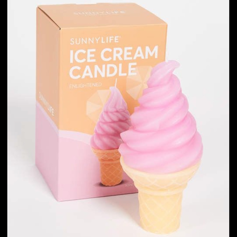 SunnyLife 3-D Pink Ice Cream Cone Candle